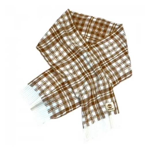 Timberland Accessories - Timberland Cream and Brown Checkered Scarf